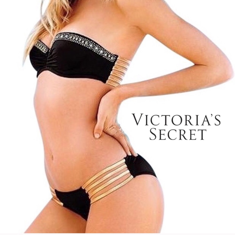 Victoria’s Secret Black and Gold Strapless Bikini